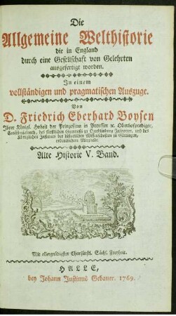 [5] = Bd. 5: Die Allgemeine Welthistorie. . Alte Historie V. Band.