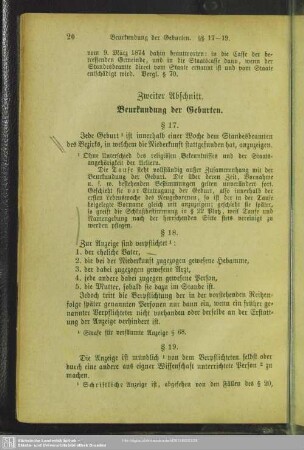 Zweiter Abschnitt. Beurkundung der Geburten