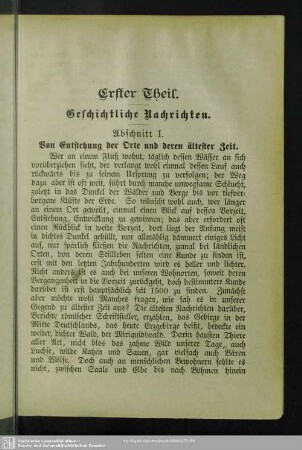 Erster Theil. Geschichtliche Nachrichten