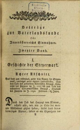 Beiträge zur Vaterlandskunde für Innerösterreichs Einwohner. 2. 1790