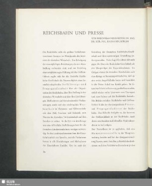 Reichsbahn und Presse