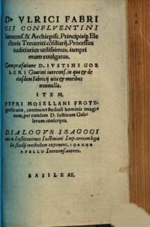 Ulrici Fabricii Processus iudiciarius utilissimus
