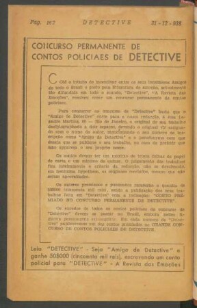 Concurso permanente de contos policiaes de Detective