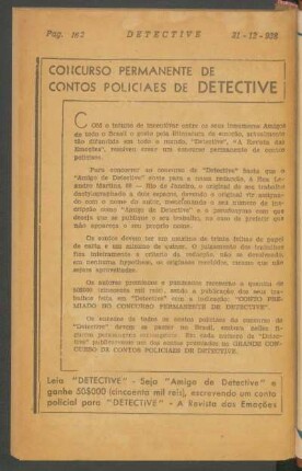 Concurso permanente de contos policiaes de Detective