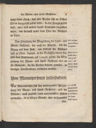 Von Mannspersonen insbesonders