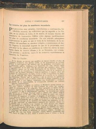 La revisión del plan de enseñanza secundaria