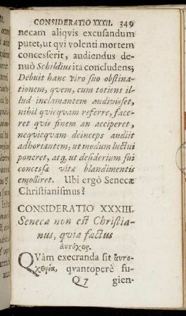 Consideratio XXXIII. Seneca non est Christianus, quia factus [...]