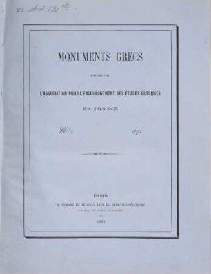 Monuments grecs, 1. 1873 = Nr. 2