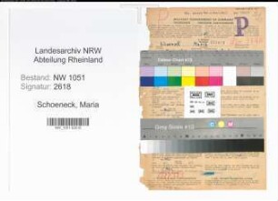 Entnazifizierung Maria Schoeneck , geb. 05.10.1913 ()