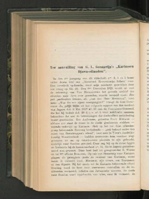 Ter aanvulling van G. L. Gonggrijp´s „Karimoen Djawaeilanden”, door P. H. van der Kemp.