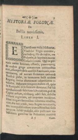 Historiae Polonae De Bellis novissimis, Liber I