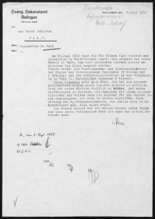 Ostrach mit Diaspora: Inspektionsbericht 1952