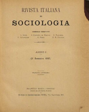 Rivista italiana di sociologia. 1. 1897