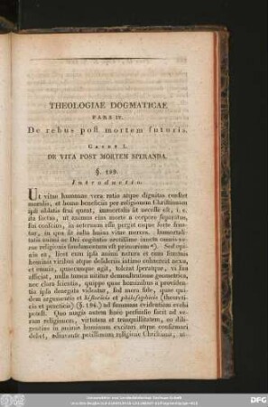 Caput I. De Vita Post Mortem Speranda.