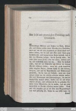 Am sechs und zwanzigsten Sonntage nach Trinitatis.