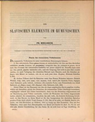 Die slavischen Elemente im Rumänischen