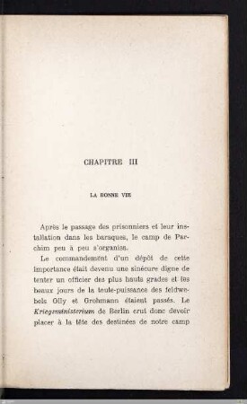 Chapitre III - La bonne vie