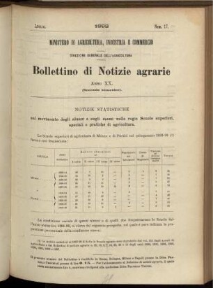 Notizie Statistiche sul movimento degli alunni e sugli esame nelle regie Scuole superiori, speciali e pratiche di agricoltura.