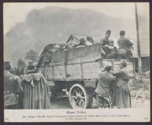 Gegen Italien. Zwei gefangene italienische Brigade-Kommandeure (Brigade Genova und Brigade Etna) werden mit ihren Stabsoffizieren im Auto abtransportiert