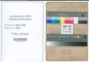 Entnazifizierung Gerhard Finke , geb. 24.01.1884 (Viehkaufmann)