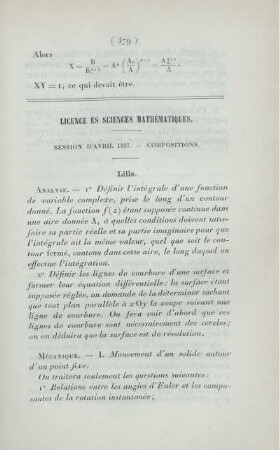 Licence ès sciences mathématiques.
