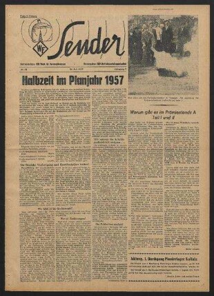Betriebszeitung 'WF-Sender', Nr.28/1957 (26. Juli 1957)