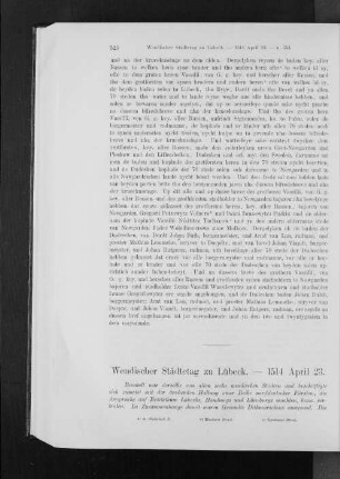 Wendischer Städtetag zu Lübeck. - 1514 April 23.