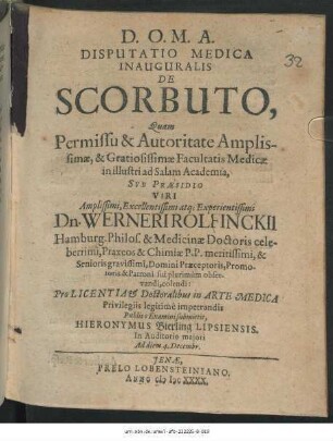 Disputatio Medica Inauguralis De Scorbuto