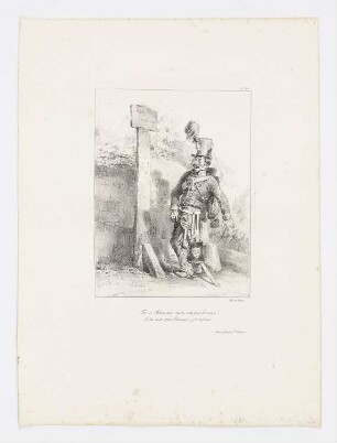 Husar und Wegebaum, Blatt 10 der Folge "Lithographisches Album"