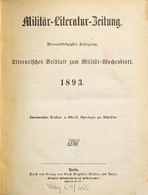 Militär-Literatur-Zeitung. 74. 1893