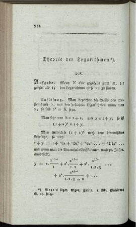 Theorie der Logarithmen.