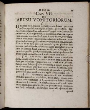 Cap. VII. De Abusu Vomitoriorum