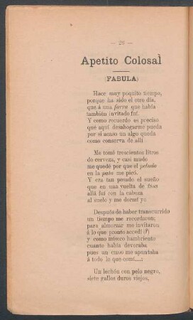 Apetito colosal : (Fábula)