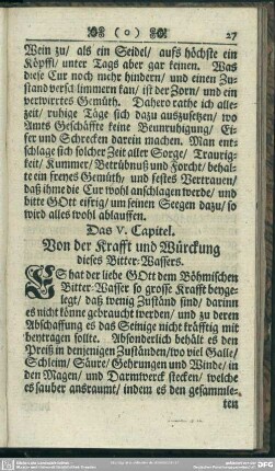 Das V. Capitel. Von der Krafft und Würckung dieses Bitter-Wassers