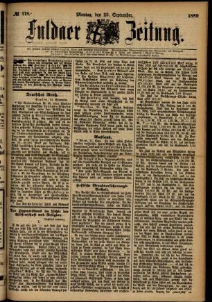 Ausgabe vom Montag, den 23. September 1889.