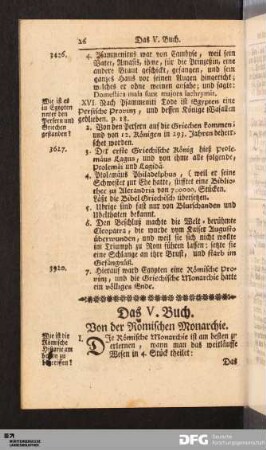 Das V. Buch. Von der Römischen Monarchie.