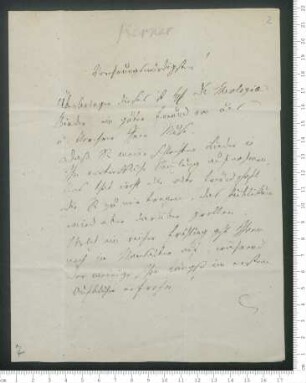 Brief von Justinus Kerner an Adelbert von Chamisso