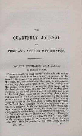 On the kinematics of a plane.