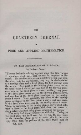 On the kinematics of a plane.