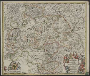 Circulus Franconicus : in quo sunt Episcopatus Wurtzburg, Bamberg et Aichstet, Status Equitum Teutonicor, Ducatus Coburgensis, Marchionatus Cullembach, et Onspach, Comitatus Henneberg, Wertheim, Holach, Reinec, Papenheim, Erpach, Schwartzenberg, et Castel, Baronatus Sensheim et Territorium Norinbergense