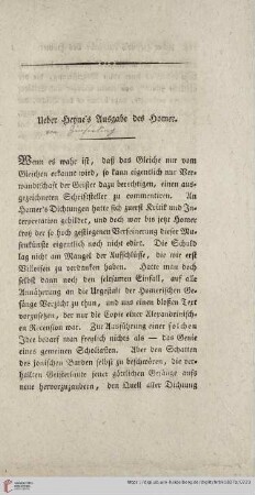 Ueber Heyne's Ausgabe des Homer