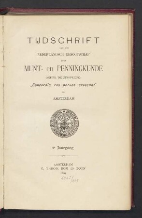 2.1894: Tijdschrift van het Koninklijk Nederlandsch Genootschap voor Munt- en Penningkunde