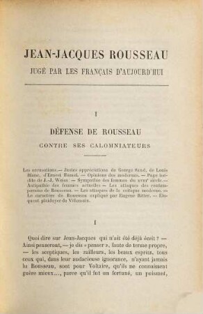 J.-J. Rousseau jugé par les français d'aujourd'hui