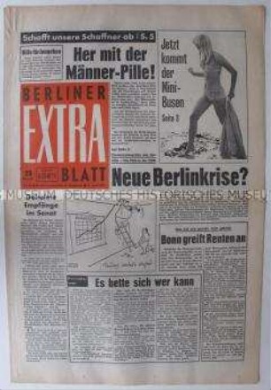 Linke Boulevard-Zeitung "Berliner Extra Blatt" mit Beiträgen aus beiden Teilen der Stadt