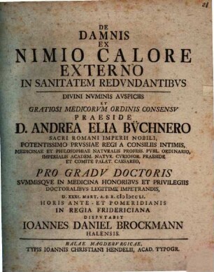 De Damnis Ex Nimio Calore Externo In Sanitatem Redvndantibvs