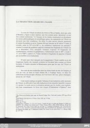 La Traduction Arabe De L'Iliade