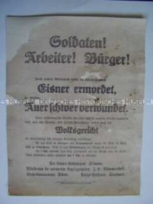 Flugblatt zur Ermordung von Kurt Eisner