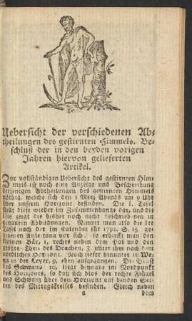 Uebersicht der verschiedenen Abtheilungen des gestirnten Himmels ...