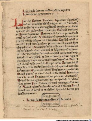 De statura Christi epistula ad senatum Romanum