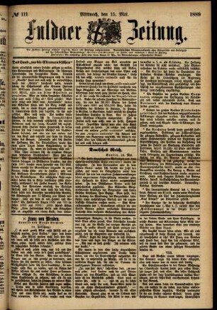 Ausgabe vom Mittwoch, den 15. Mai 1889.